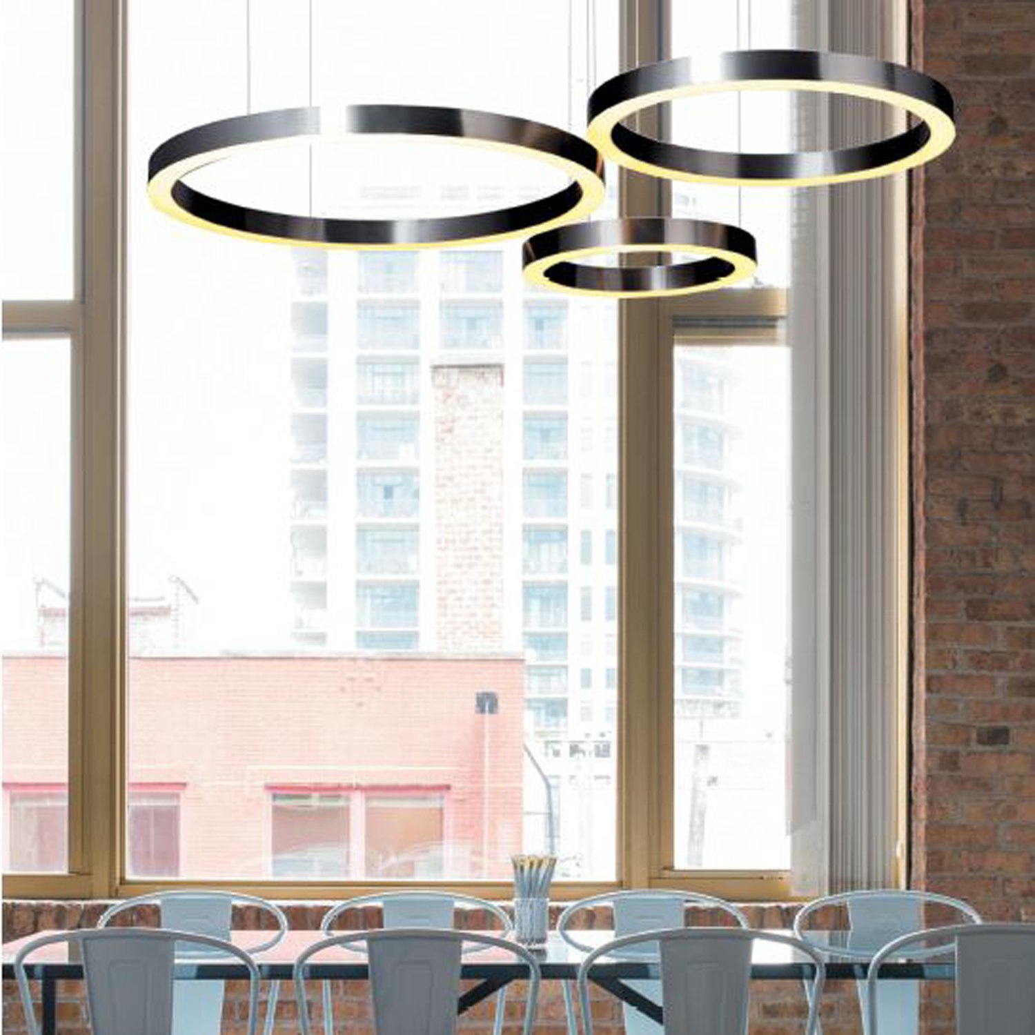 Lampa wisząca CIRCLE 80+80+100+120 LED nikiel na 1 podsufitce - obrazek 4