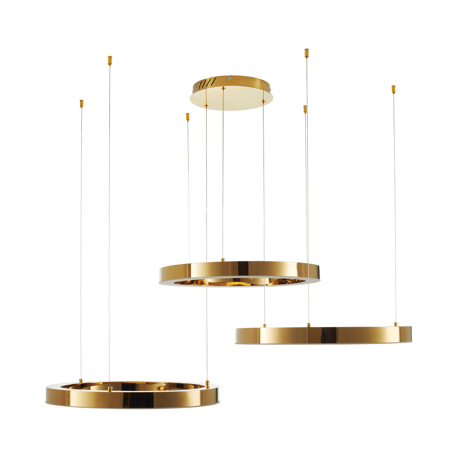 Lampa CIRCLE 60+60+60 LED złoty połysk – ekskluzywna lampa sufitowa 3w1 - obrazek 3