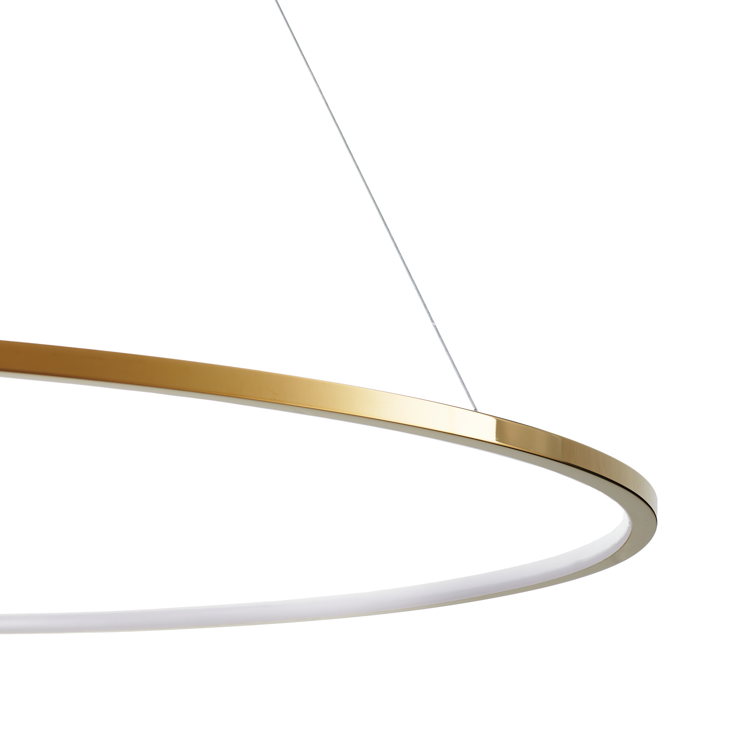 Designerska lampa wisząca CIRCLE SLIM 120 LED złota - elegancki złoty pierścień do salonu i jadalni - obrazek 4