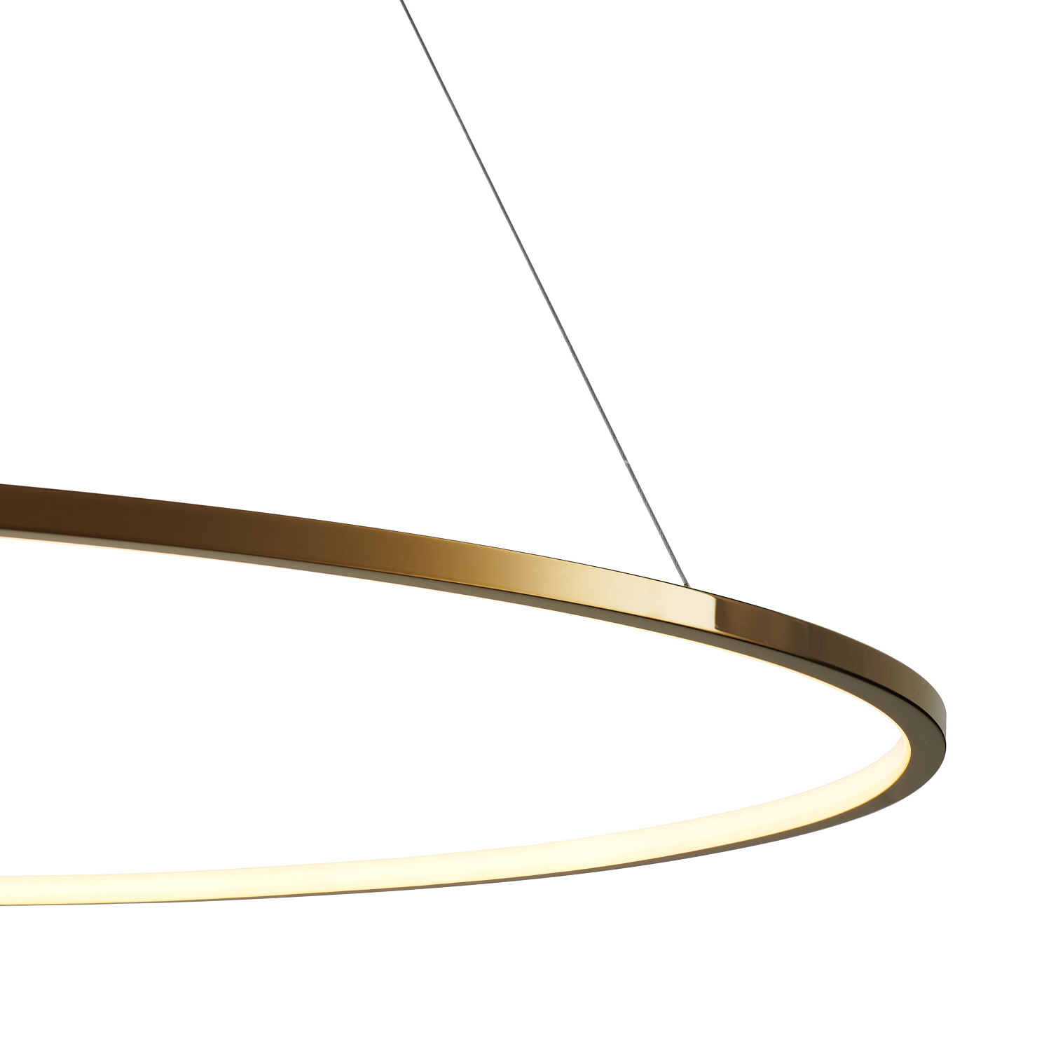 Designerska lampa wisząca CIRCLE SLIM 120 LED złota - elegancki złoty pierścień do salonu i jadalni - obrazek 5