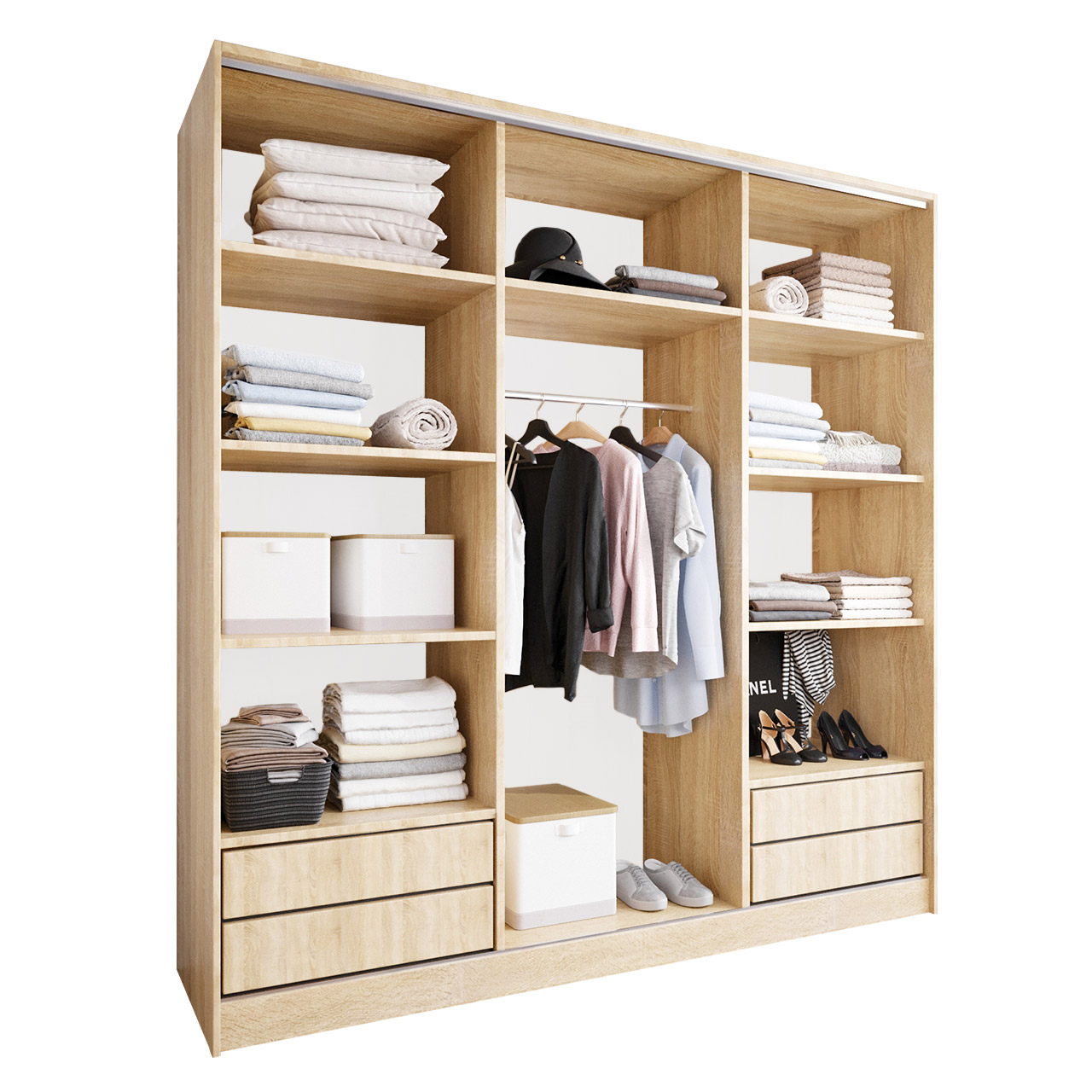 Szafa przesuwna z szufladami BRITTO C 200 sonoma - obrazek 3