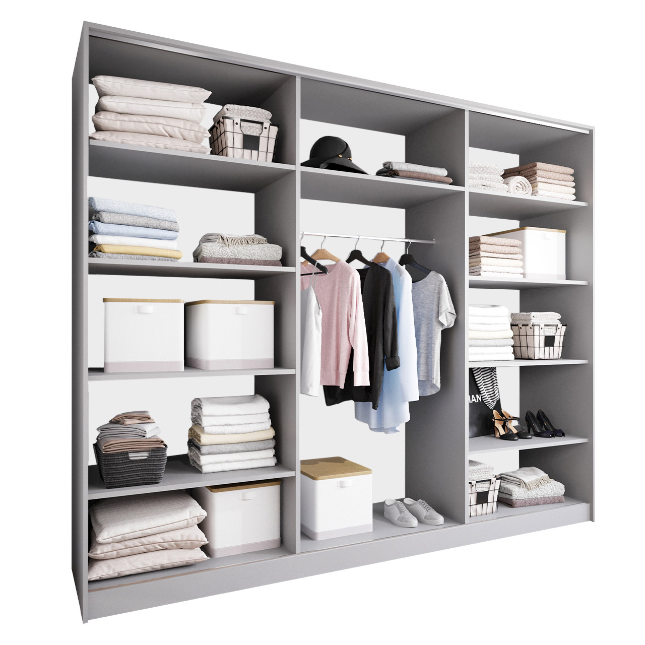 Szafa przesuwna z lustrem GRANO B 270 szara - obrazek 3