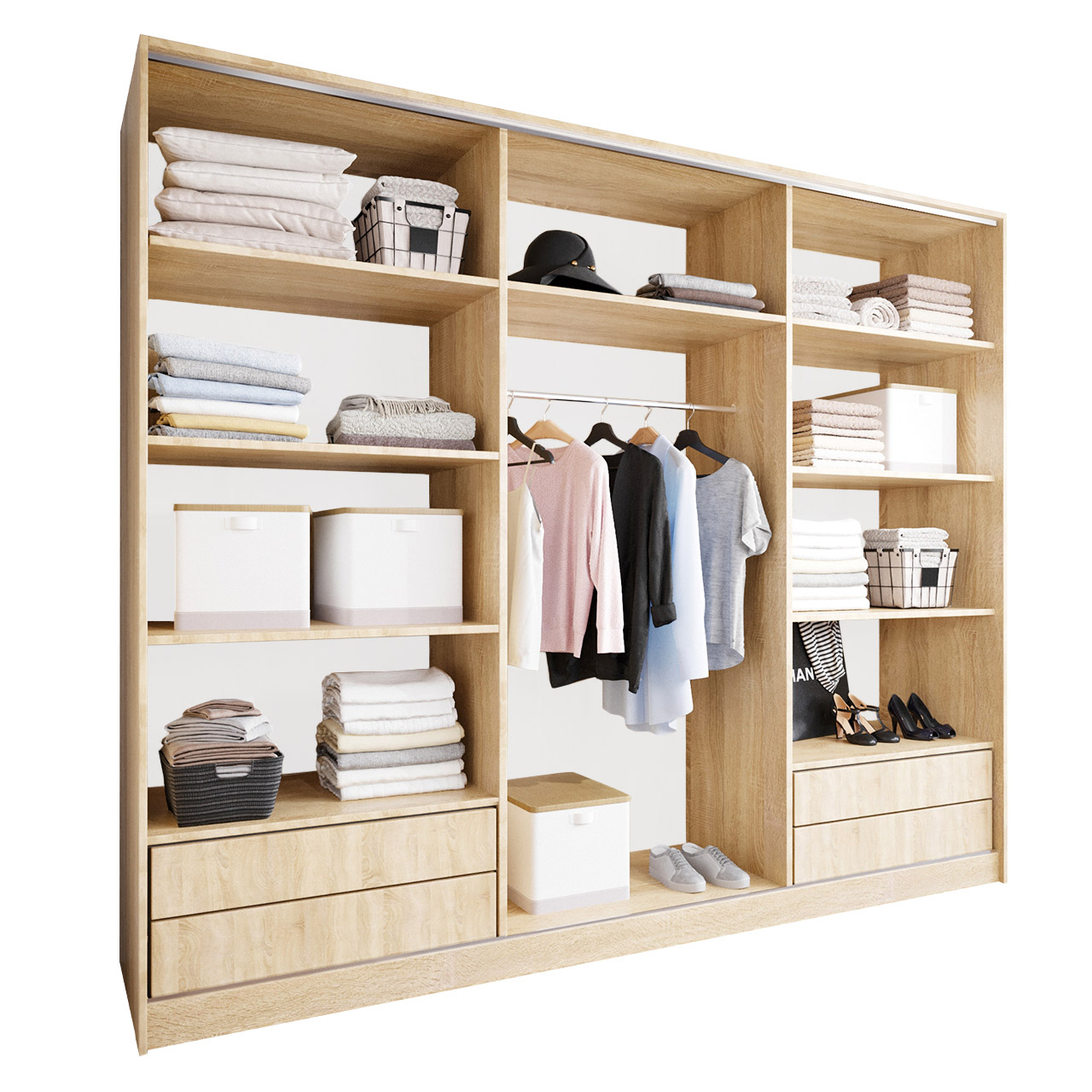 Szafa przesuwna z szufladami CETI D 250 sonoma / dąb wotan / czarny - obrazek 3