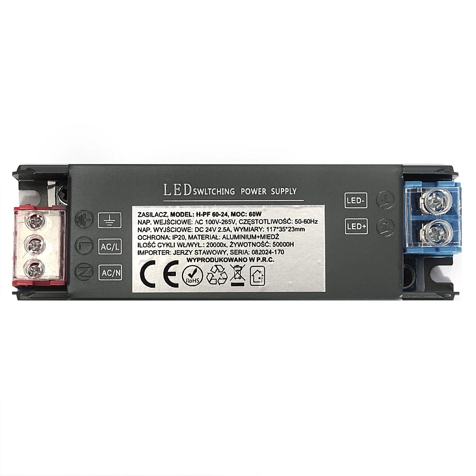 Zasilacz LED H-PF 60-24 60W Czarny - obrazek 4