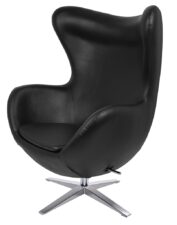 Fotel egg szeroki czarny – komfortowy fotel do czytania i relaksu