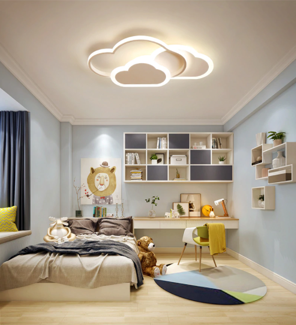 LAMPA DZIECIĘCA LED SUFIT BIAŁE CHMURKI 58W + PILOT DL-I03 - obrazek 5