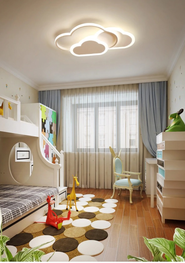LAMPA DZIECIĘCA LED SUFIT BIAŁE CHMURKI 58W + PILOT DL-I03 - obrazek 7