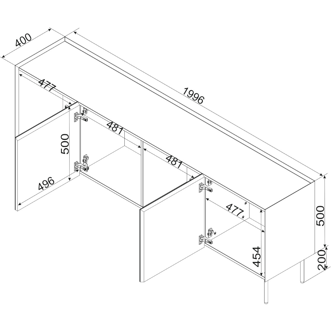 Komoda INGRID 200 oliwkowy - obrazek 4