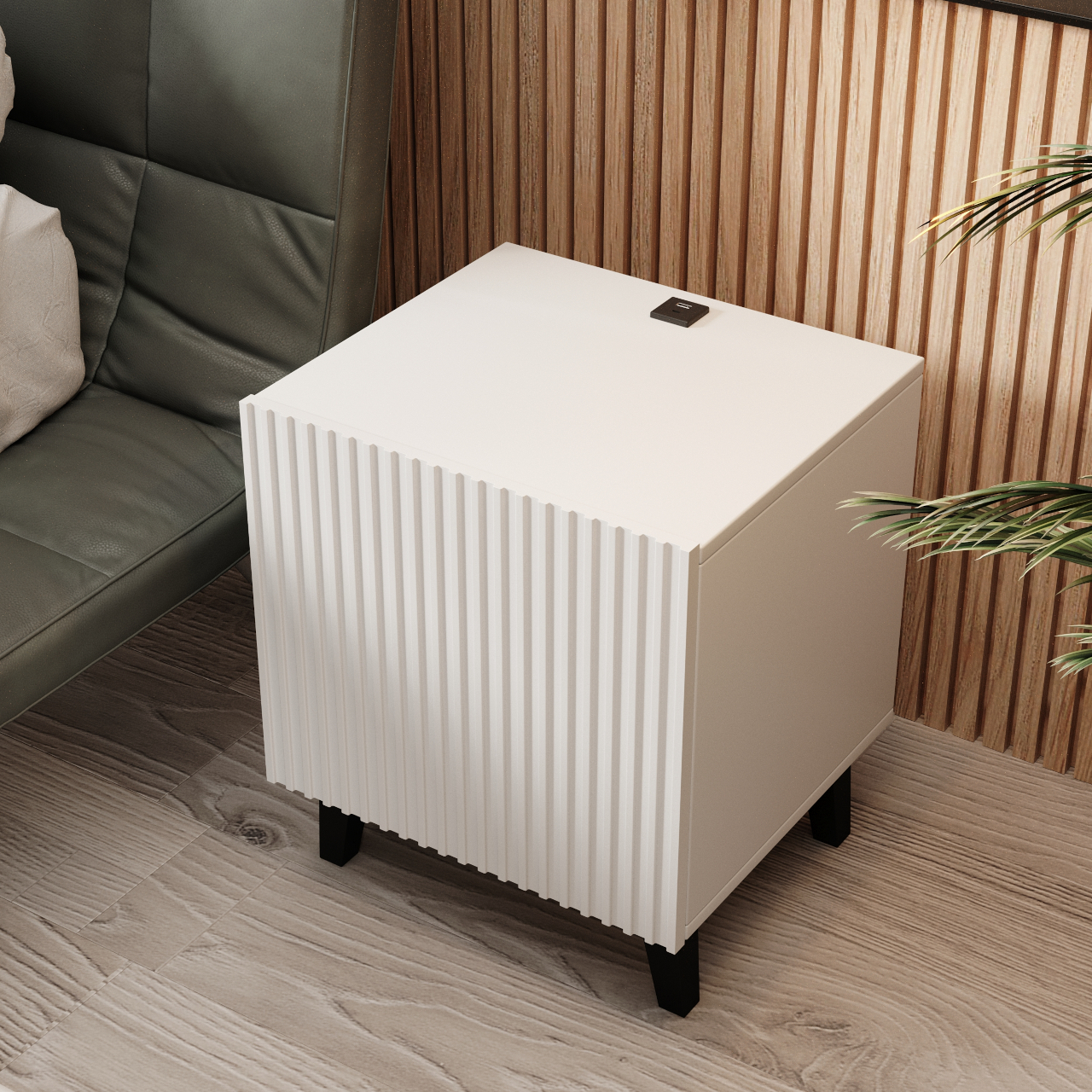 Szafki nocne z ładowarką FASO 2szt. białe - obrazek 4