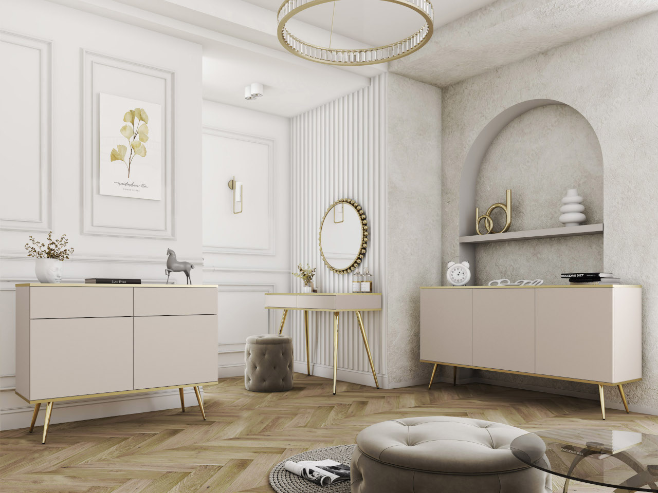 Toaletka ARA T102 beż + złoty - obrazek 6