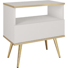 Stolik nocny ARA S54 biały + złoty