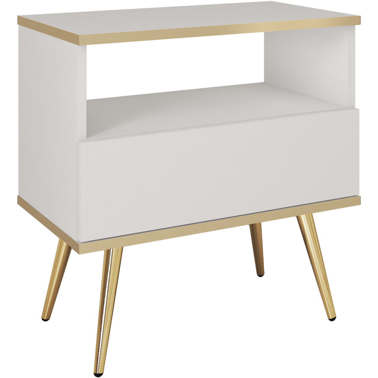 Stolik nocny ARA S54 biały + złoty