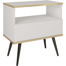 Stolik nocny ARA S54 biały + czarny