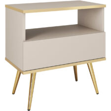 Stolik nocny ARA S54 beż + złoty
