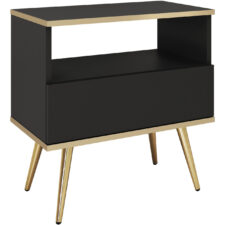 Stolik nocny ARA S54 czarny + złoty