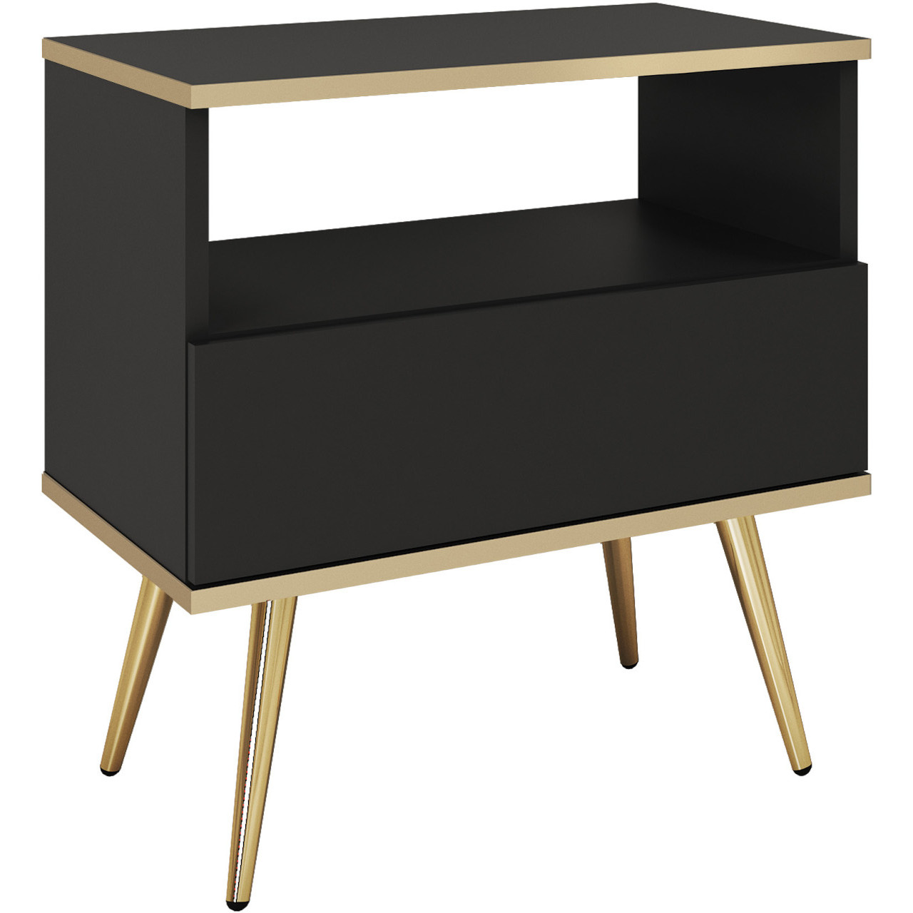 Stolik nocny ARA S54 czarny + złoty