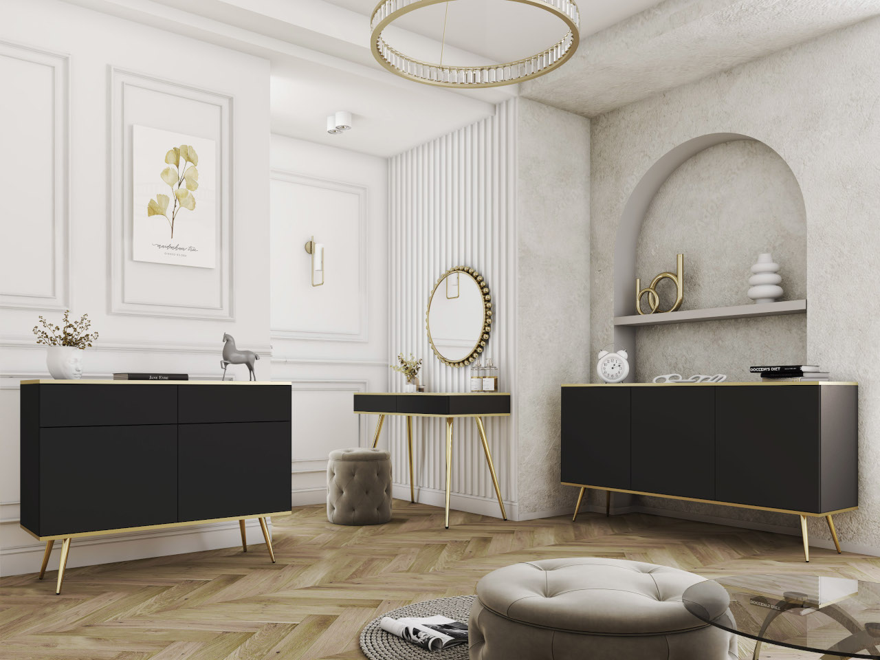 Stolik nocny ARA S54 czarny + złoty - obrazek 6