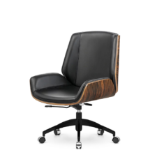 Fotel biurowy Timo Low Czarna skóra Ebony Skóra naturalna Czarny