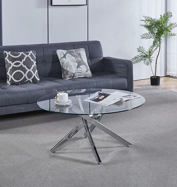 Stolik kawowy Amber 90cm transparentny/ chrom - obrazek 12