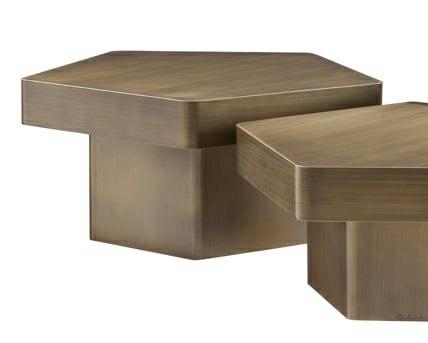 RICHMOND zestaw stolików kawowych HEXA szczotkowane złoto - obrazek 3