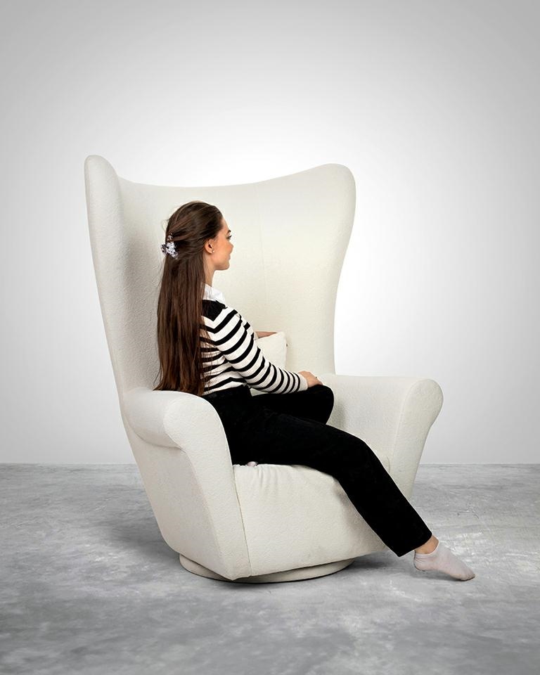 MaMaison fotel obrotowy GROSDOS biały / chenille - obrazek 10