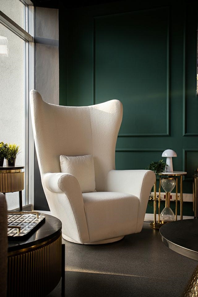 MaMaison fotel obrotowy GROSDOS biały / chenille - obrazek 11