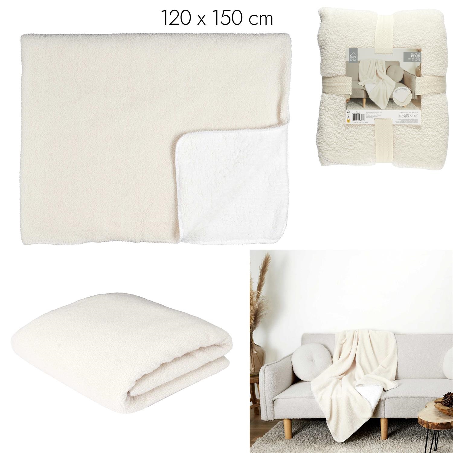 Pled Sherpa ecru 120x150cm - obrazek 3