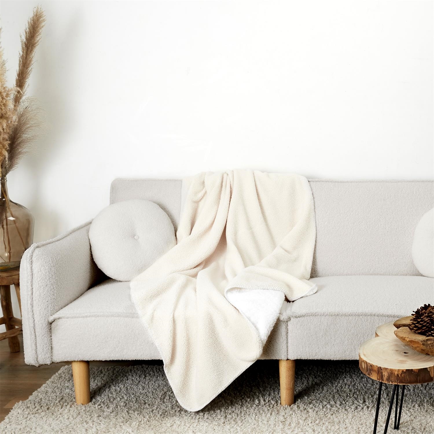 Pled Sherpa ecru 120x150cm - obrazek 5