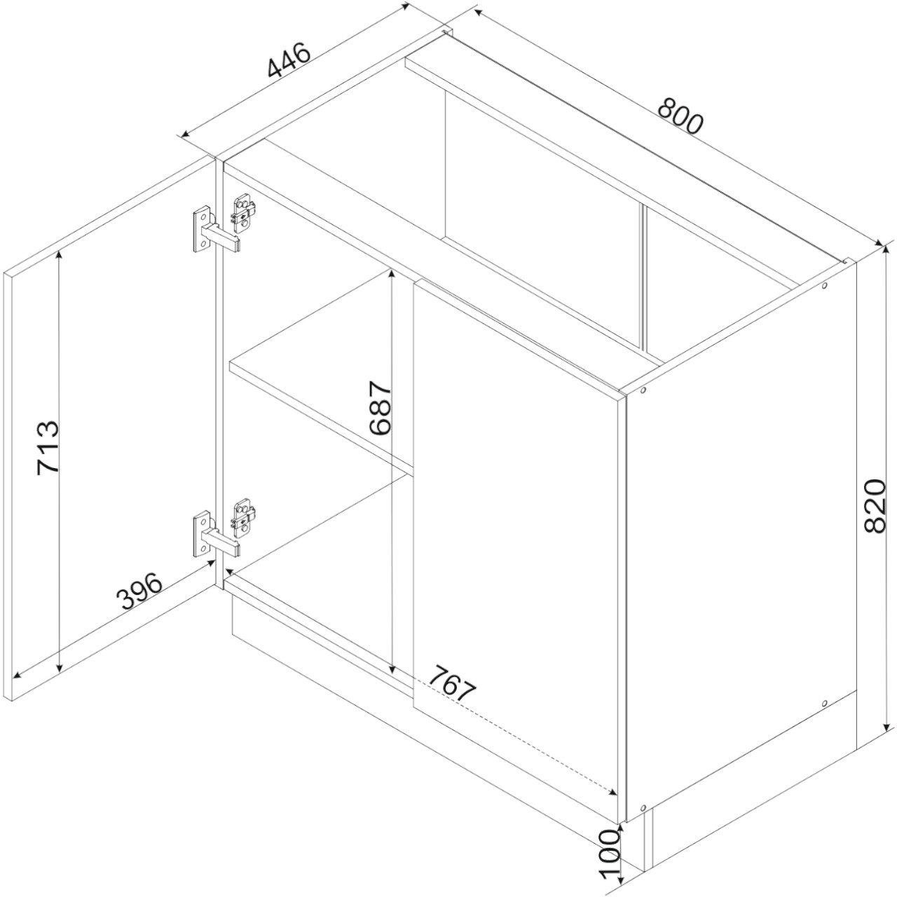 Szafka dolna D80 ELLEN 01 dąb artisan / biała alaska - obrazek 3