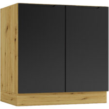 Szafka dolna pod zlew D80ZL ELLEN 02 dąb artisan / czarny groszek