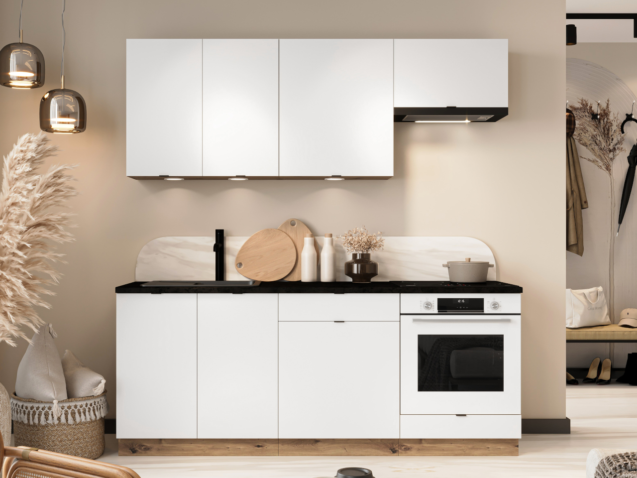 Szafka dolna pod zlew D60ZL ELLEN 03 dąb artisan / biała alaska - obrazek 5