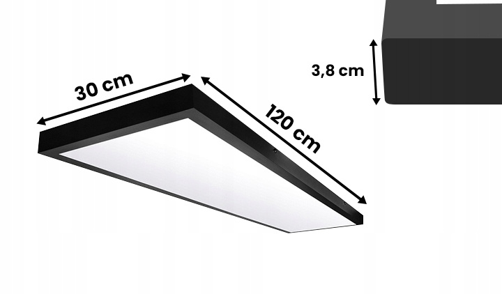 Panel Led 120x30 natynkowy czarny 40W 130 lm/W PL-E03 4000K barwa neutralna - obrazek 3