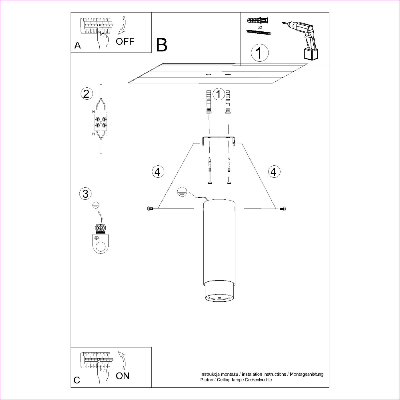 Plafon NERO 22,5 czarny/złoty - obrazek 8