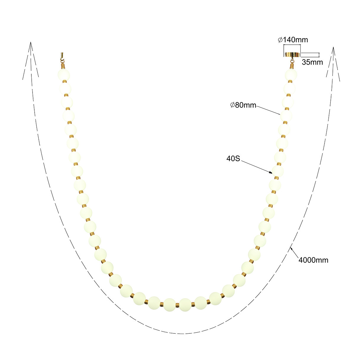 Lampa wisząca Dorado Rope 4 m złota LED CCT - obrazek 6