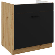 Szafka dolna pod zlew z szufladą 80 MADERA 01A dąb artisan / czarny