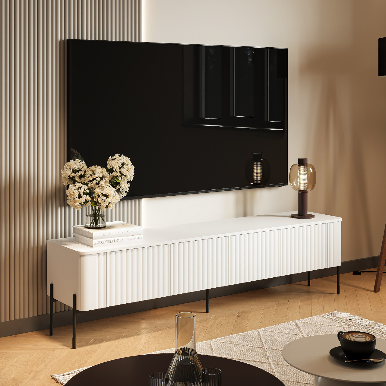 Komoda RTV VENICE 190 4D biały - obrazek 5