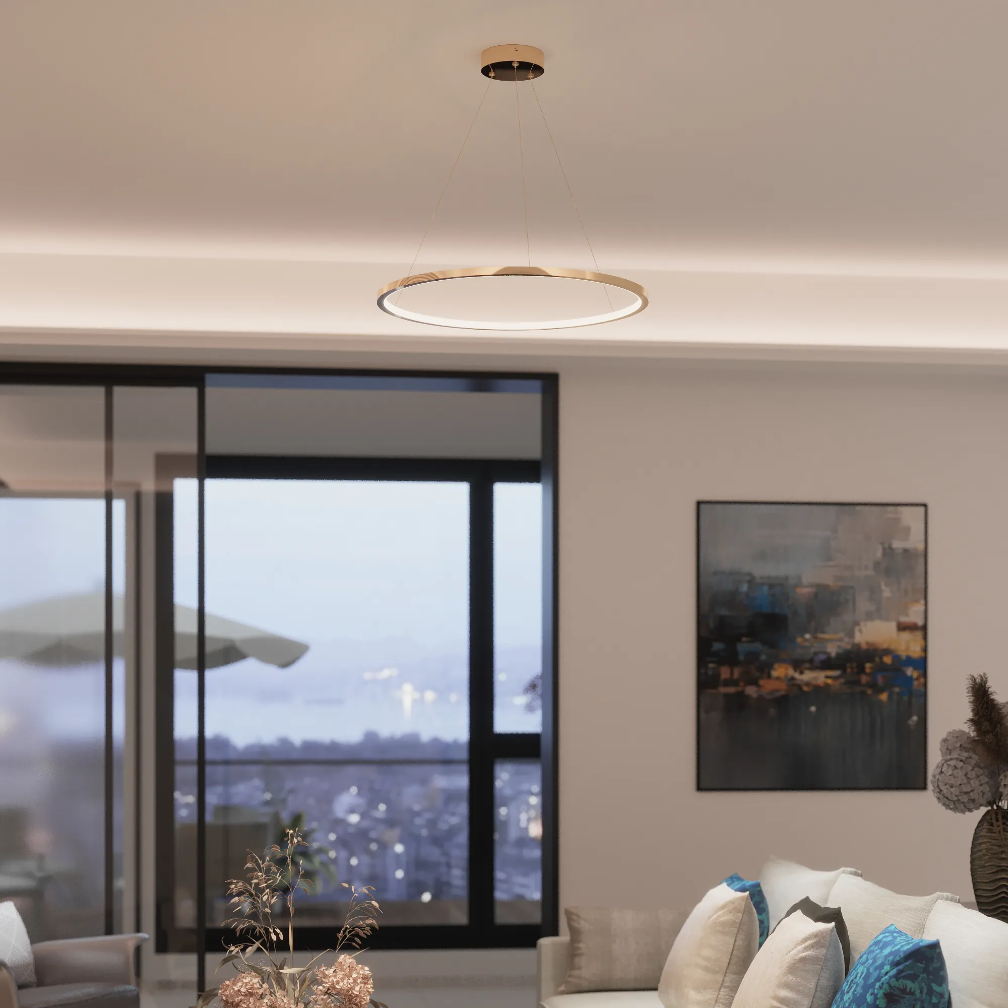 Lampa Wisząca Ringa LED złota PL0150-GD - obrazek 4