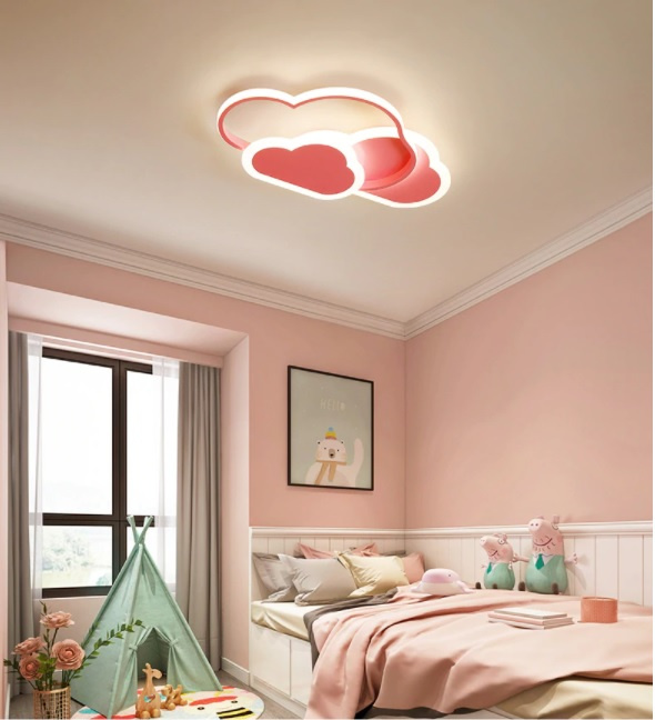 LAMPA DZIECIĘCA LED SUFIT RÓŻOWE CHMURKI 58W + PILOT DL-I03 - obrazek 3