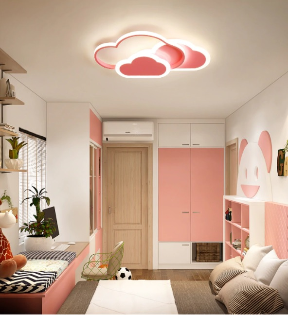 LAMPA DZIECIĘCA LED SUFIT RÓŻOWE CHMURKI 58W + PILOT DL-I03 - obrazek 4