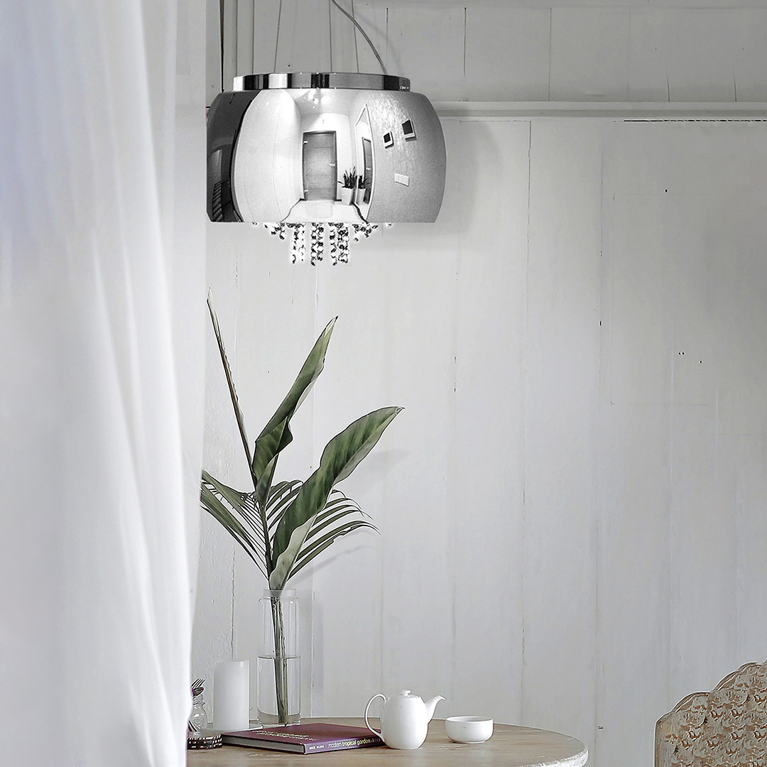 Lampa Szklana Stalowy drobne korale 40cm - obrazek 3