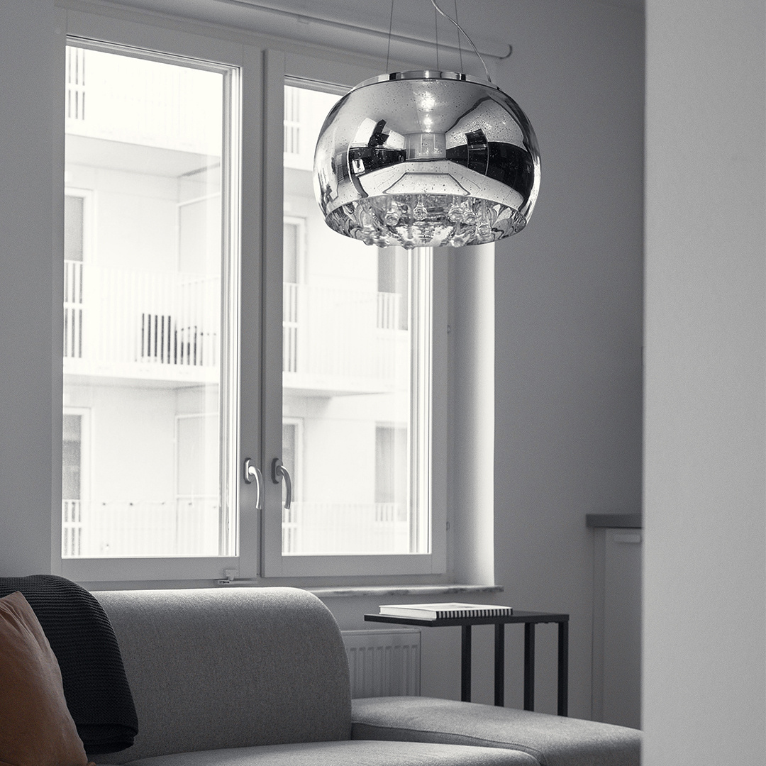 Lampa Szklana Srebrny z Prześwitami krople wody 40cm - obrazek 3