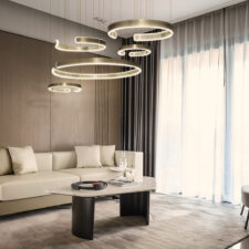 Lampa led 264W złota okręgi + Pilot DL-I02 LARA
