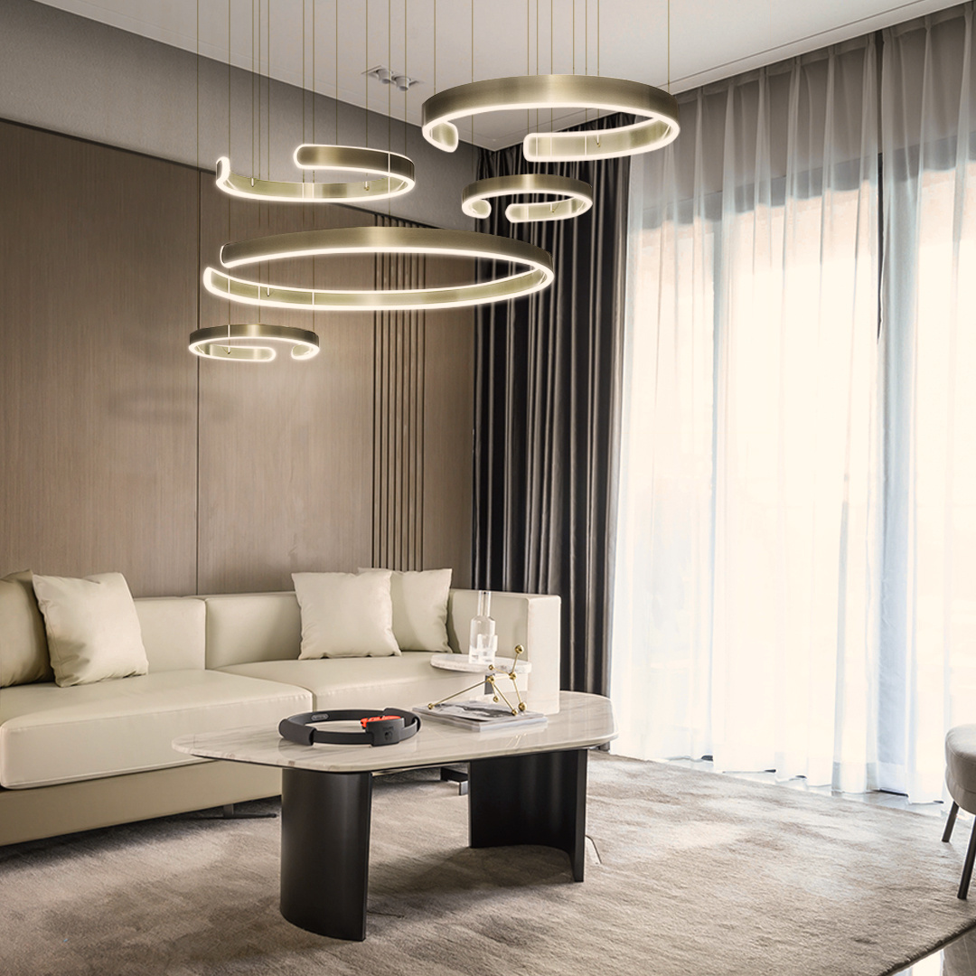 Lampa led 264W złota okręgi + Pilot DL-I02 LARA