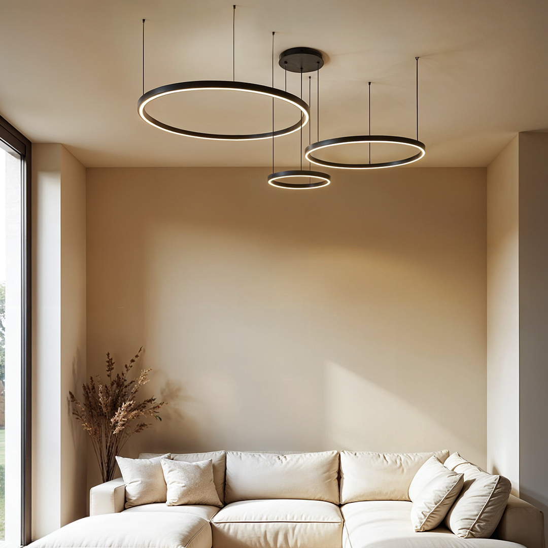 Lampa wisząca okręgi 116W czarna AZ134 MONZA - obrazek 3