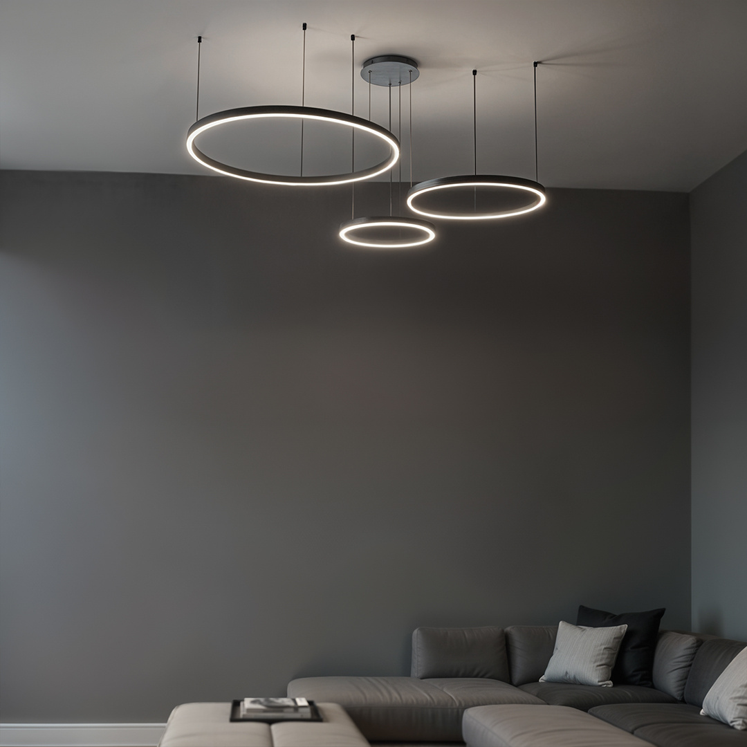 Lampa wisząca okręgi 116W czarna AZ134 MONZA - obrazek 4
