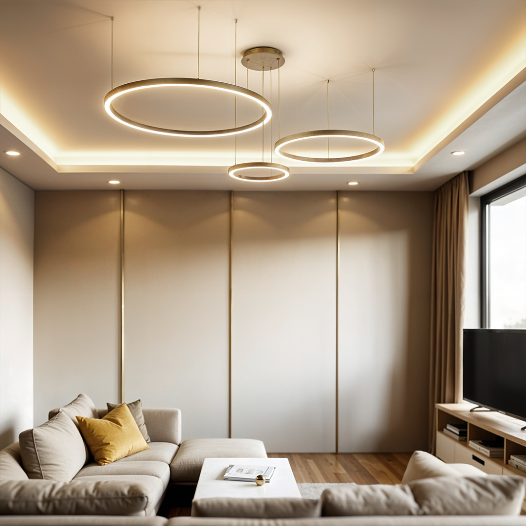 Złota Lampa wisząca okręgi 116W złota AZ134 MONZA - obrazek 3