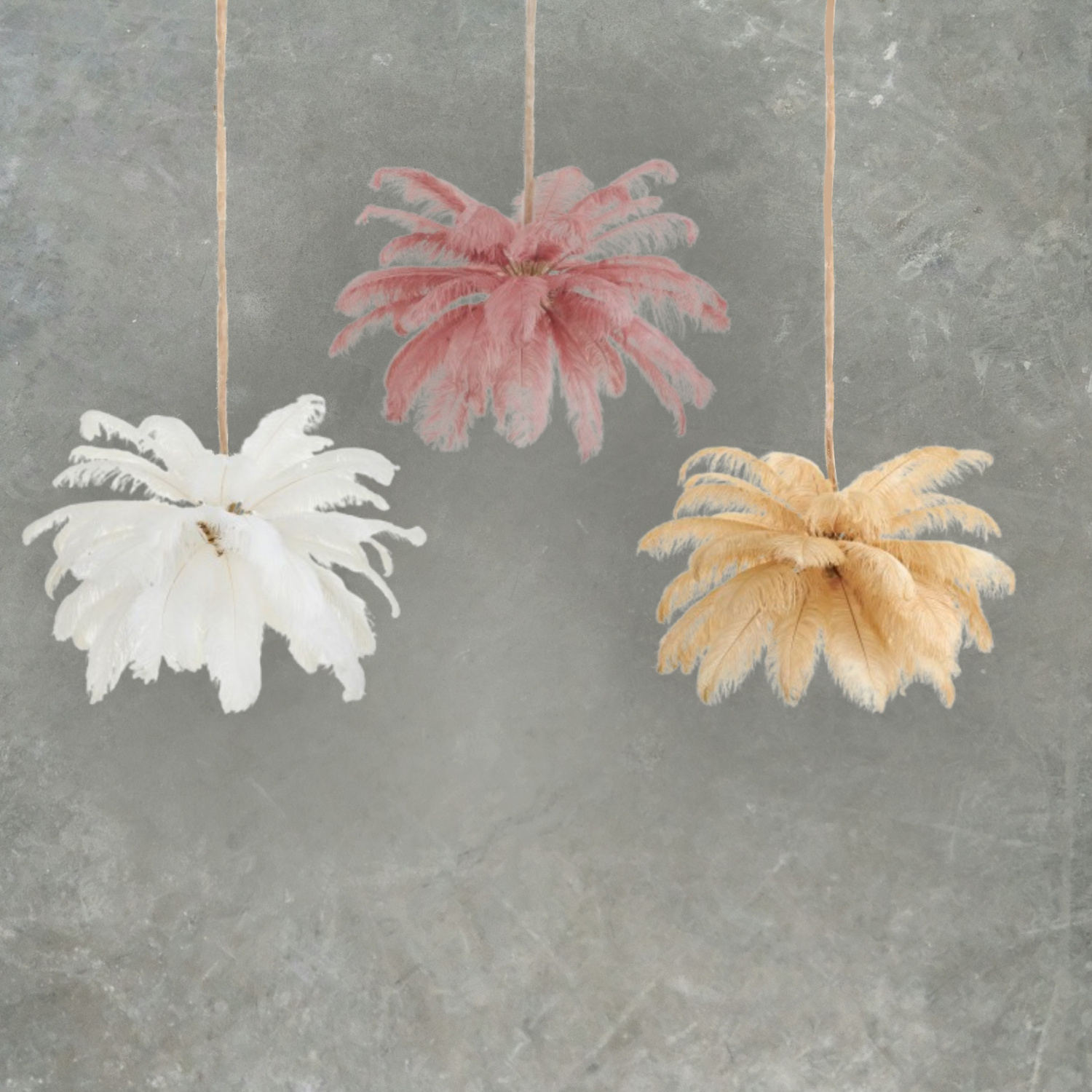 Lampa wisząca EMU pióra beżowe 100 cm - obrazek 12