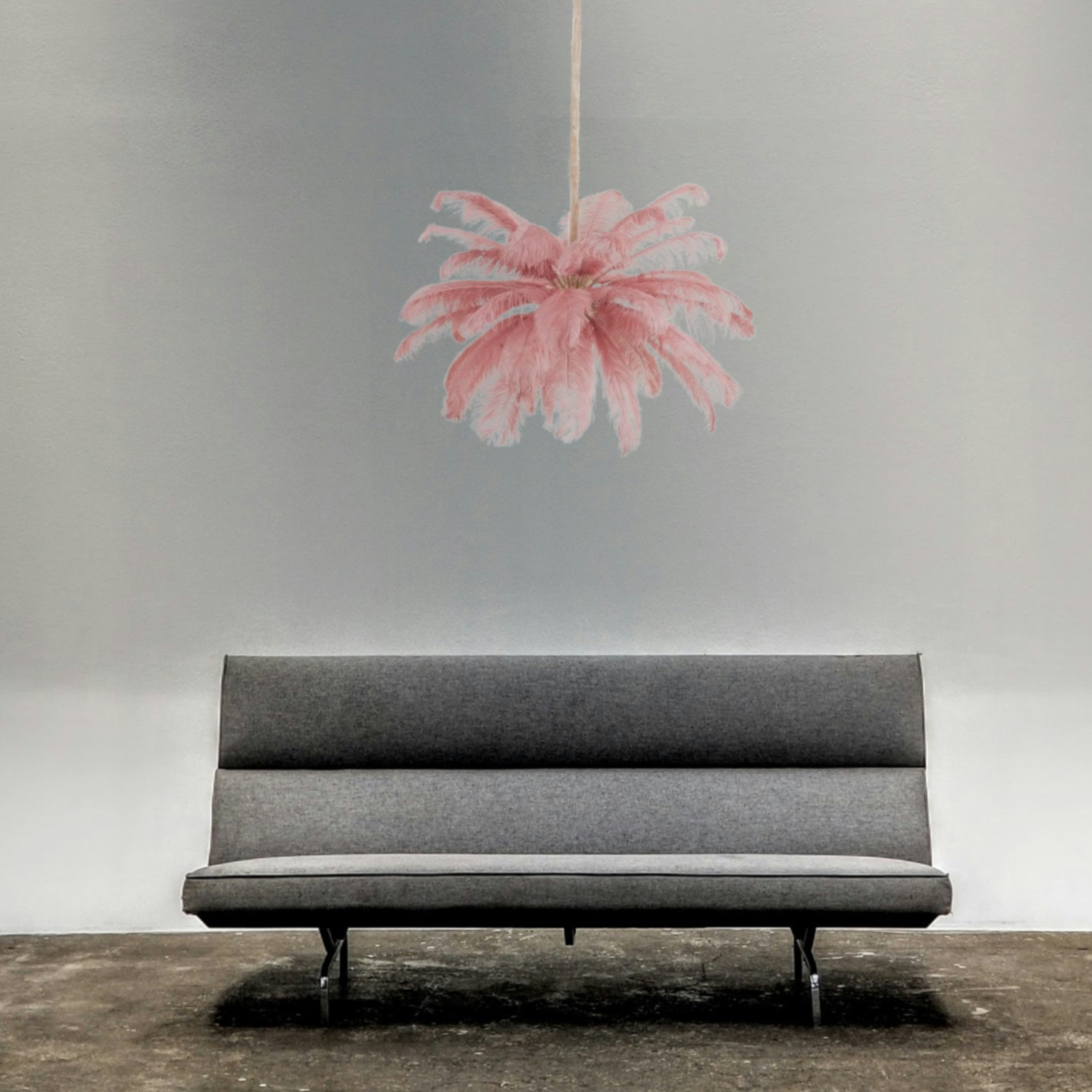 Lampa wisząca EMU pióra beżowe 100 cm - obrazek 13