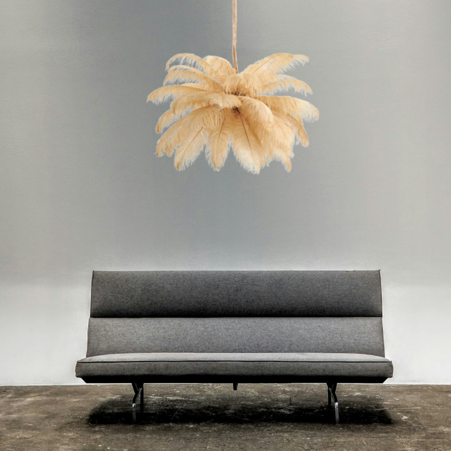 Lampa wisząca EMU pióra beżowe 100 cm - obrazek 14