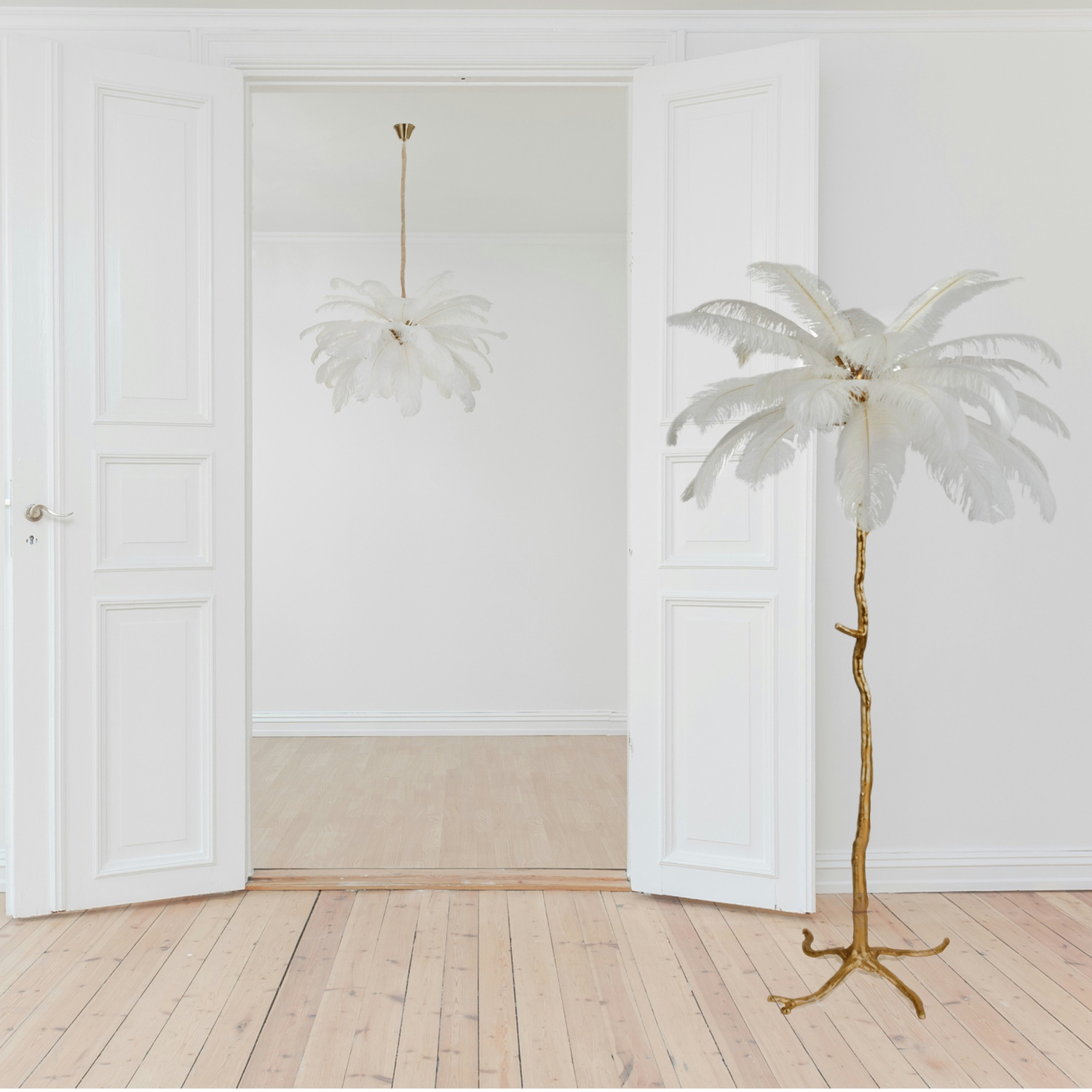 Lampa podłogowa EMU pióra białe 170 cm - obrazek 9